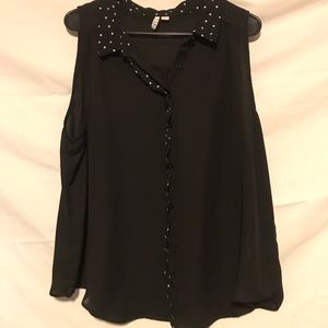 Elle black sheen tank with polka dots